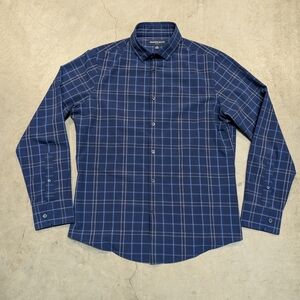 NWOT Mizzen+Main Leeward Trim No Tuck Button Up Shirt M Blue Check Long Sleeve